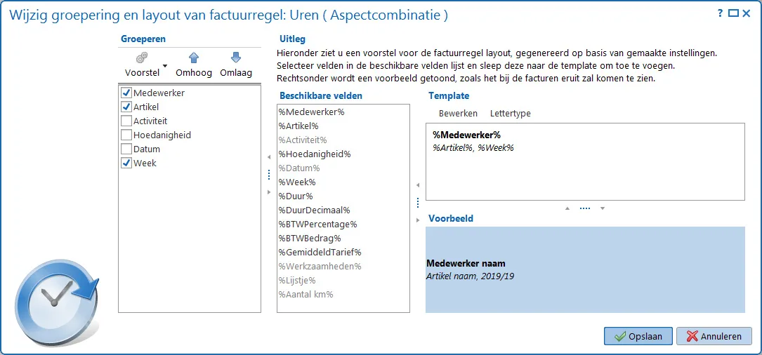 Factuurregels groeperen