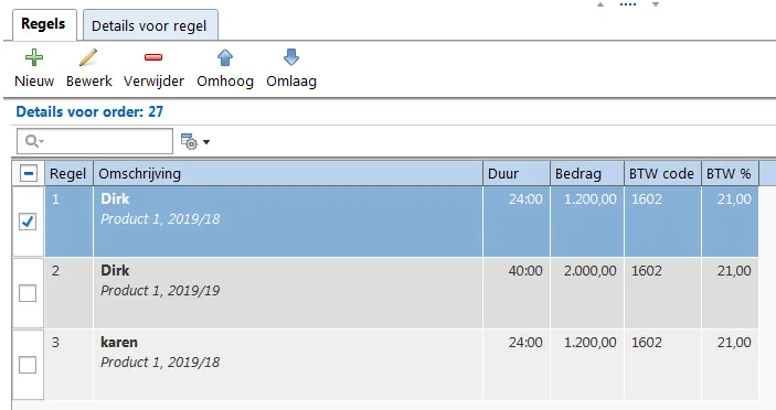 Gegroepeerde factuurregels