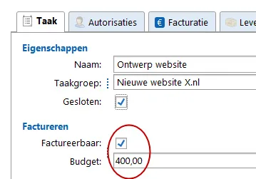 Taak afronden en factureerbaar maken