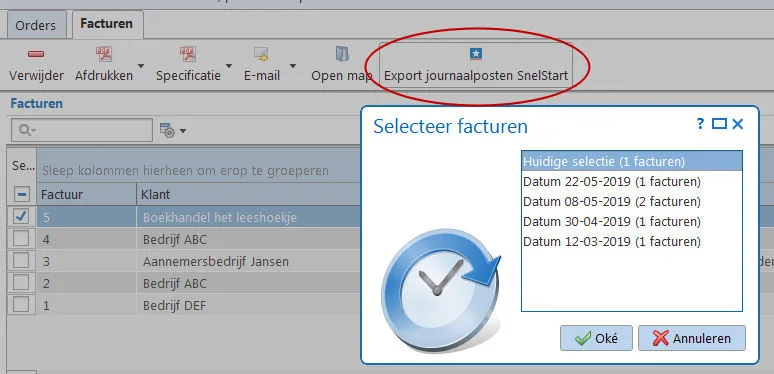 Export journaalposten
