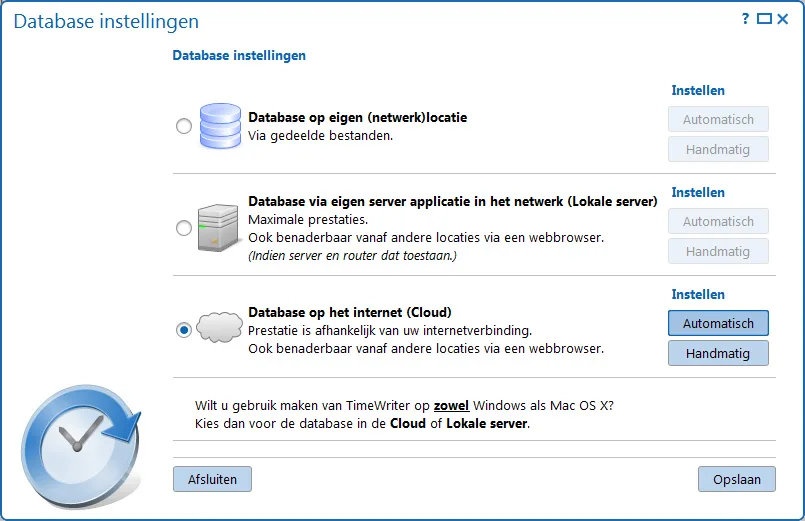 Lokale of cloud database