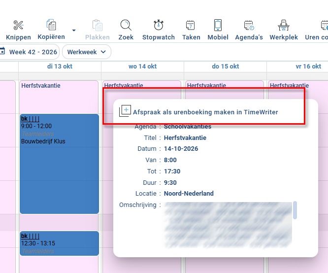 urenregistratie, tijdregistratie, weekraster, agenda koppeling, rapportages, projecturen, klantregistratie, urenboekingen