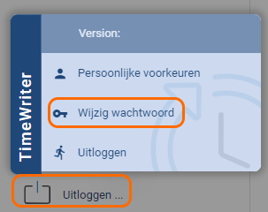 Menu Uitloggen met de optie Wijzig wachtwoord