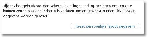Knop Reset persoonlijke layout gegevens