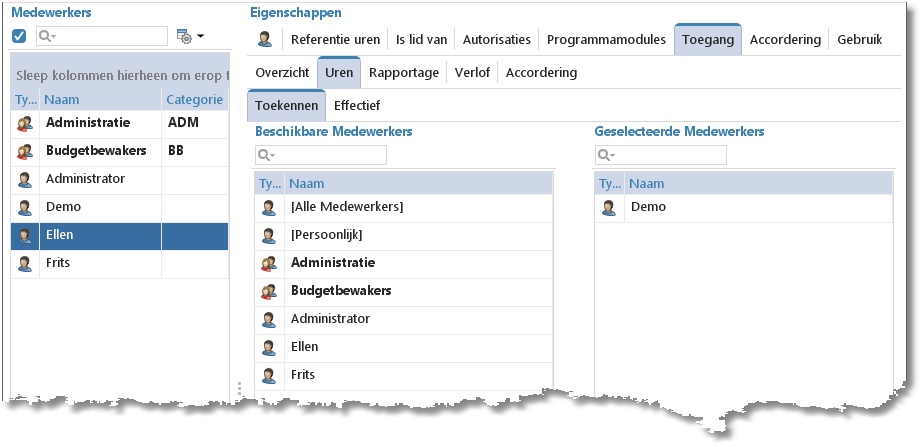 stamgegevens medewerkers toegang