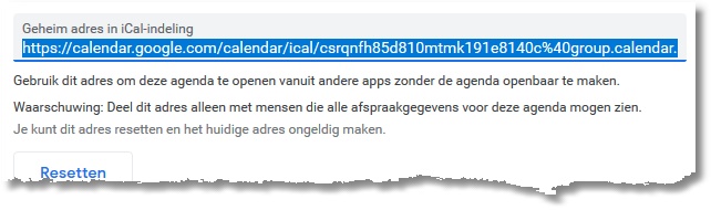 Google Agenda: het geheime adres in iCal-indeling