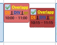 Overlappende boekingen, rood gekleurd