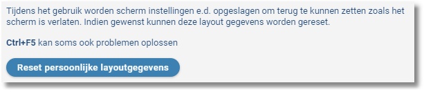 Knop Reset persoonlijke layout gegevens