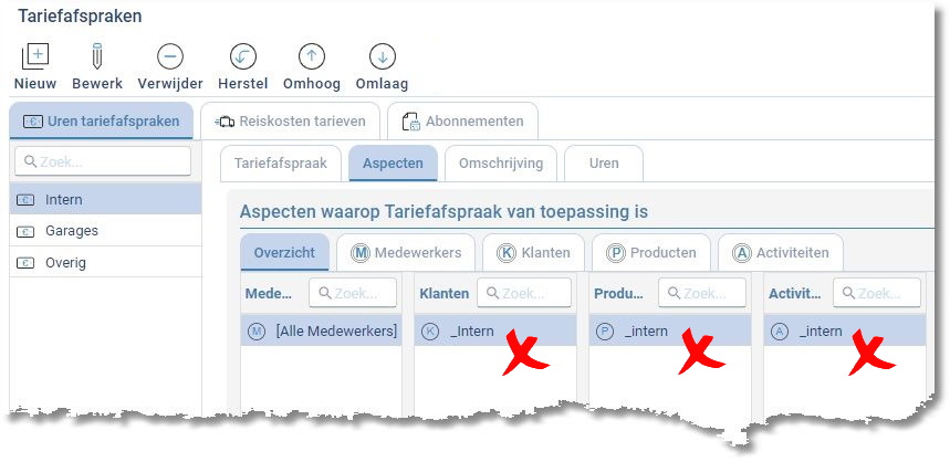 tariefafspraak intern fout2