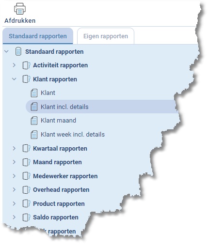 De module Rapporten met rapportgroepen en standaardrapporten