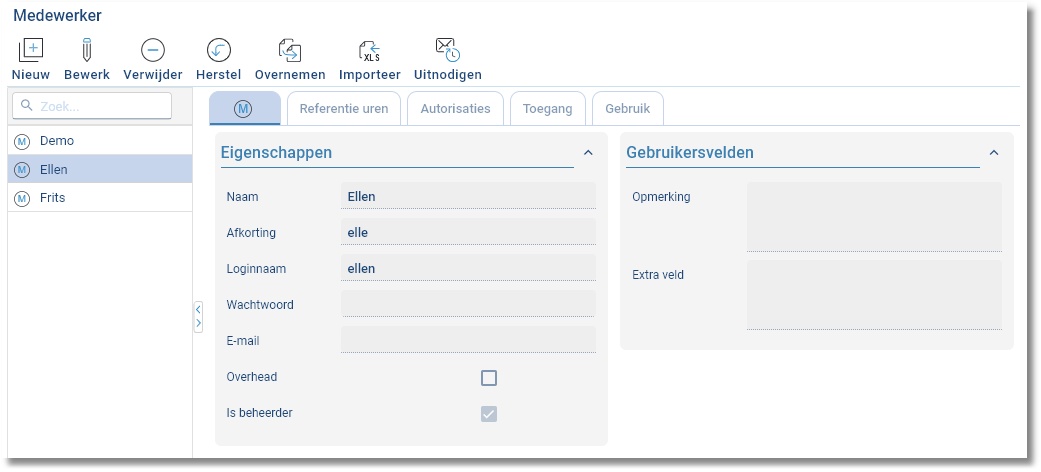 stamgegevens medewerkers
