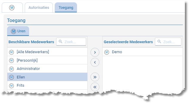 stamgegevens medewerkers toegang