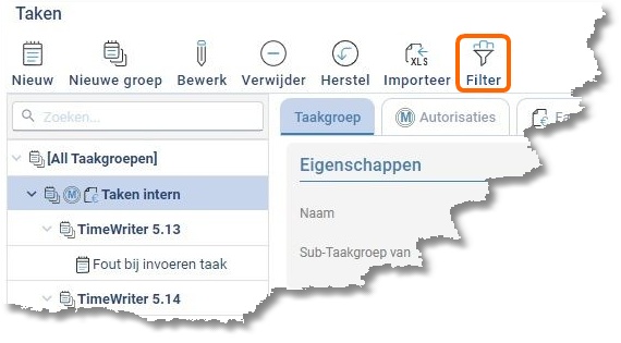 taakgroup tree filter